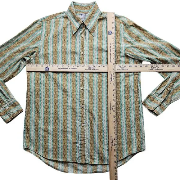 Vintage Lucky Brand Dungarees Shirt Mens Medium Stripe Long Sleeve Western 70s - Picture 7 of 12